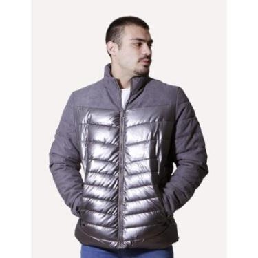 Imagem de Jaqueta Victory Eagle Masculina Metalizada Puffer Recorte Cinza-Masculino
