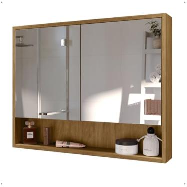 Imagem de Armário Banheiro com Espelho, Armário de Banheiro com Espelho Largura 68cm com Duas Portas Suspenso de Parede
