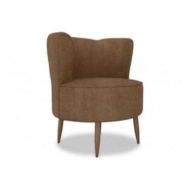 Imagem de Poltrona Savana para Recepção, Sala de Estar, Sala de Leitura, Resistente Reforçada, Tecido Veludo, Pés Madeira(Marrom Linho)