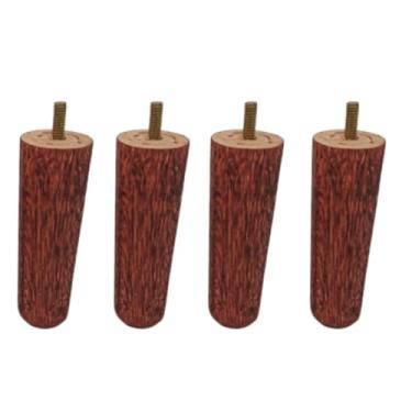Imagem de Kit Pés para Cama Box Madeirado Envernizado 12 cm - Base de Borracha Antirruído - Madeira Maciça de Eucalipto - Parafuso com Rosca Padrão (5/16) (4)