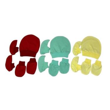 Imagem de Kit 9 Peças Toucas, Pares Luvas e 3 Pares Sapatos de Bebê Recém Nascid