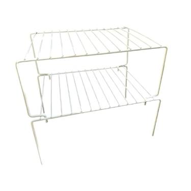 Imagem de Organizador Multifuncional De Duas PeçAs, EmpilháVel, Para Pendurar, Com Prateleira De Segundo NíVel, Em AçO Carbono(Branco,1 Extensor)