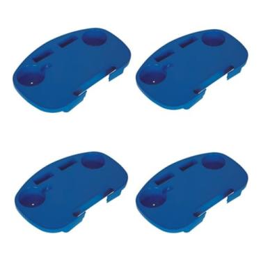 Imagem de Mesa Portatil Para Cadeira De Praia Mesinha Suporte Copo Cor Azul(kit 4 mesinha azul)