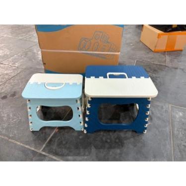 Imagem de Banco Dobrável de Plástico 100kg - Banqueta Portátil para Praia, Piquenique, Eventos e Uso Doméstico, 2 Tamanhos(AZUL escuro,Ifintil)