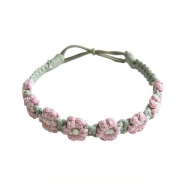 Imagem de Bandanas femininas coloridas florais trançadas de crochê, bandana boho, acessórios de nó torcido