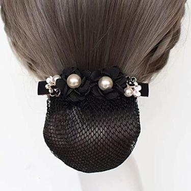 Imagem de Chapéu estilo coreano presente vintage rede de cabelo elegante para enfermeira aeromoça pano flor malha snood (F)