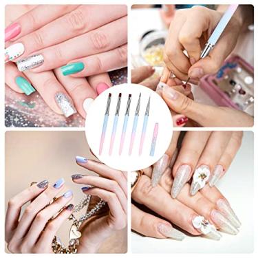 Imagem de Conjunto de 5 pincéis de limpeza de esmalte de unha, pincel removedor de esmalte de manicure com pincel de delineador de unhas, ferramenta profissional de pintura de unhas para design de arte de unhas