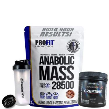 Imagem de Anabolic Mass Protein 3kg+ Creatina 150g+ Bcaa 120cap Profit, chocolat