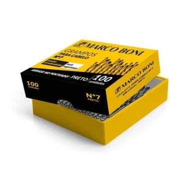 Imagem de Grampos Para Cabelo Preto Nº 7 Caixa Com 100 UN Marco Boni, Preto