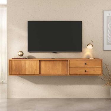 Imagem de IDIMEX Rack Suspenso Para Sala TV 75 Madeira 2 Portas 175 cm Freijó Simona