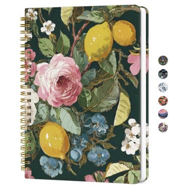 Imagem de Caderno de diário espiral forrado para mulheres, diários pautados pela faculdade A5 para escrever, cadernos de capa dura para trabalho, anotações e material escolar de escritório, 140 páginas