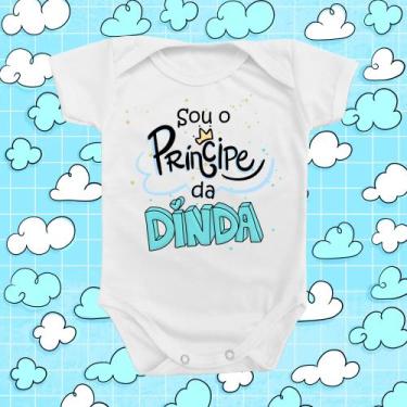 Imagem de Body de Bebê Príncipe Dinda Madrinha Batizado Menino Azul Presente - N