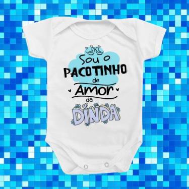 Imagem de Body de Bebê Pacotinho de Amor da Dinda Madrinha Presente Dia do Batiz