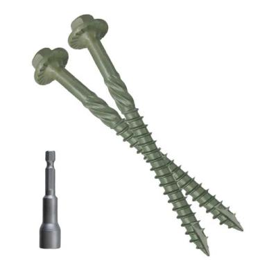 Imagem de Parafusos de madeira CAMNWAMN 14 x 4 revestidos de verde Heavy Duty x1