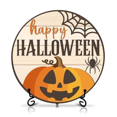 Imagem de Seclate Decorações de mesa de Halloween para casa, centros de mesa de madeira para escritório, sala de estar, decoração de prateleira, presentes de abóbora para mulheres amigas - E06