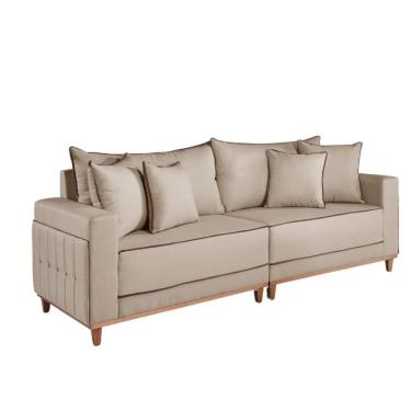 Imagem de Sofá 3 Lugares Living Montes Claros Linho Bege 216cm