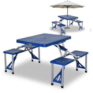Imagem de Conjunto Mesa Dobrável Com 4 Banquinhos Portátil Tipo Maleta