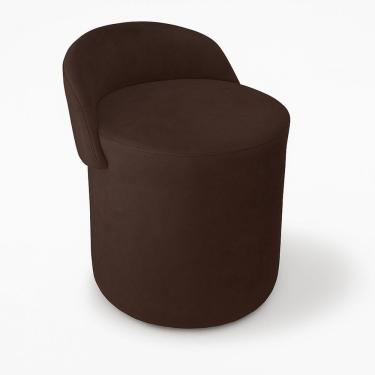 Imagem de Puff Encosto Confortável Sala Estilo Moderno Redondo Suede Marrom