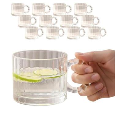 Imagem de Jogo 12 Xícaras Alça Pérola De Vidro Para Café Chá 320ml Transparente 