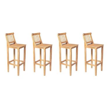 Imagem de Kit 4 Banquetas Alta De Ripada Com Encosto Confort - Natural - Bege