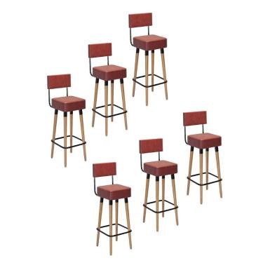 Imagem de Kit 6 Banquetas Altas Estofadas Florença Telha - Adz