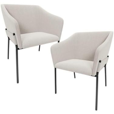 Imagem de Kit 2 Cadeiras Para Sala De Jantar Estar Living Olívia L02 Bouclê Cru 