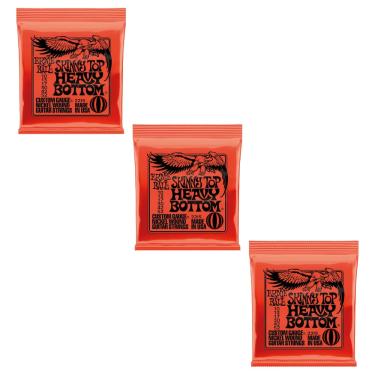 Imagem de Kit 3 Encordoamento Para Guitarra 010 Slinky Níquel Ernie Ball Top Heavy