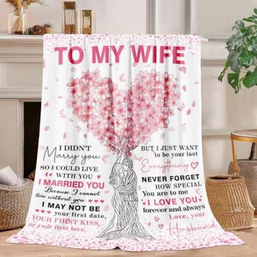 Imagem de Kitolwo to My Wife Cobertor Presentes de Aniversário para Esposa do Marido Melhores Ideias de Presente de Aniversário para Ela Natal Dia dos Namorados Romântico I Love You Presente para Ela 127 cm x