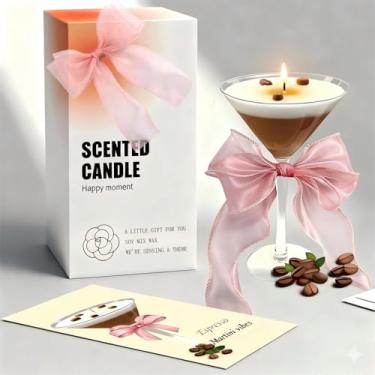 Imagem de Vela Espresso Martini com cartão de felicitações para mulheres, vela perfumada de café, presente exclusivo para amantes de café expresso, velas para café, decoração de casa para mãe, aniversário