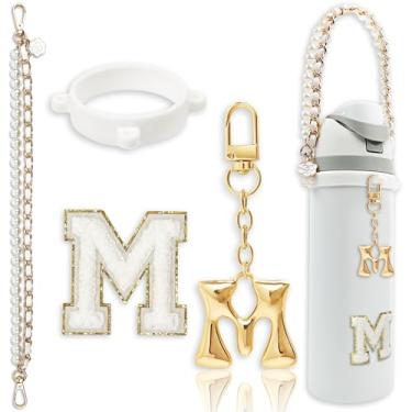 Imagem de BydGxy Conjunto de alças com pingente de letras fofas para garrafa de água Owala 680 g, 947 ml, 1,134 g, Owala Kids, copo de café Owala, Owala FreeSip – Compatível com acessórios Owala e acessórios