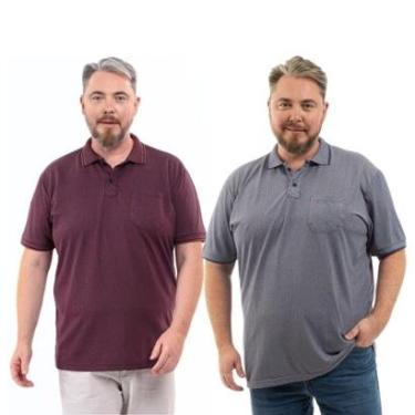 Imagem de Kit 2 Camisa Polo Masculina Plus Size Pique com Bolso Casual-Masculino