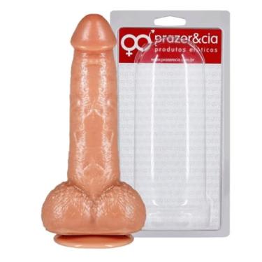 Imagem de Prótese Com Escroto E Ventosa 20,6 X 4,2Cm Brinquedo Erótico Pênis Robusta Prazer Máximo Satisfação