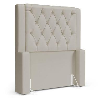 Imagem de Cabeceira Atena Para Cama Box Solteiro 90cm Capitonê Com Frame Sintético Bege - Abmaza