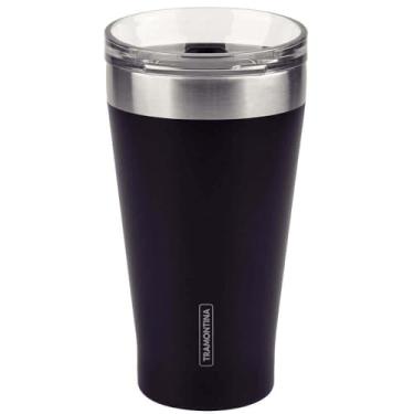 Imagem de Copo Térmico Tramontina Exata em Aço Inox Preto com Tampa 550 ml