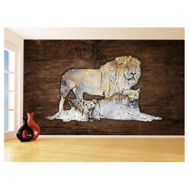 Imagem de Papel De Parede Animais Pop Art Familia Leões 3,5M Pxa430 - Você Decor