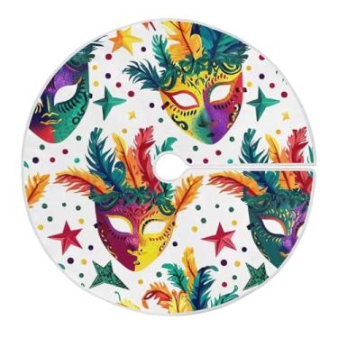 Imagem de Blueangle Saia de poliéster macio com estampa de máscaras de carnaval de 118 cm para decoração de carnaval (56)