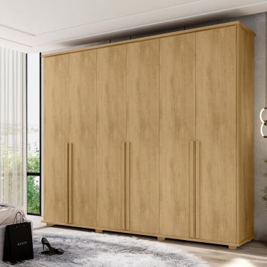 Imagem de Guarda-roupa Casal 6 Portas com 4 Gavetas Internas Estrela Cinamomo