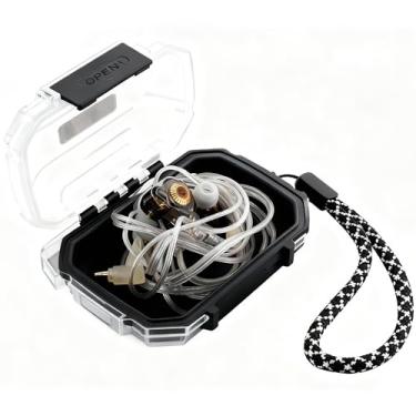 Imagem de Estojo para fone de ouvido premium IEM – à prova de choque, caixa de armazenamento portátil para monitores intra-auriculares e acessórios, capa de fone de ouvido com fio com corda de segurança