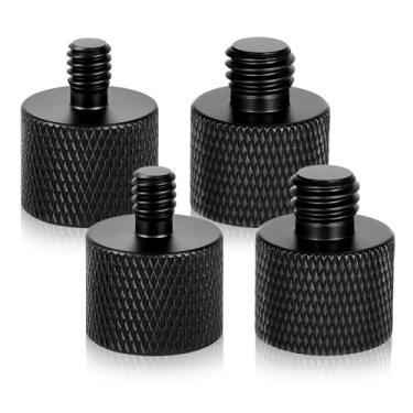 Imagem de Skrfren Adaptador de parafuso de tripé de 1/4 a 3/8, 1/4 macho para 3/8 fêmea e 3/8 macho para 1/4 fêmea adaptador de parafuso de tripé de liga de alumínio preto para monitor de câmera, suporte