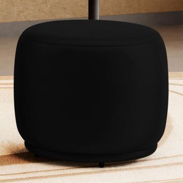 Imagem de Puff Decorativo Orgânico Living Molly Redondo Couríssimo Preto - Desk Design Cor Preto