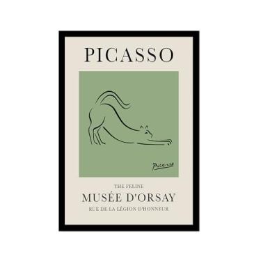 Imagem de Impressão em tela verde sálvia Pablo Picasso animais esboço arte de parede gato cão pássaro cavalo impressão linha abstrata desenho pôsteres para quarto casa escritório decoração (SKU6,20.3x30.5 cm =