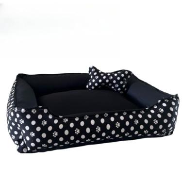 Imagem de Cama Pet Estofada para Cães e Gatos | Tamanhos, M/G/GG/EXG– Lavável(GG - 70X60X18,PRETO)
