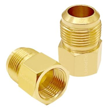 Imagem de Uenede 2 peças acoplador de latão 5/20.3 cm flare fêmea para tubo de 1/5.1 cm flare macho adaptador de gás bicos acessórios de tubulação conectores de mangueira