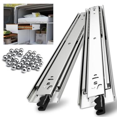 Imagem de NECILO Corrediças de gaveta de bloqueio resistente com trava, rolamento de esferas de extensão total de capacidade de 68 kg, 50 cm 22 24 26 28 30 32 34 36 38 40 polegadas guia de trilhos de metal de