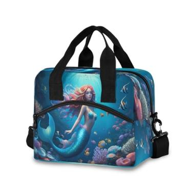 Imagem de STAYTOP Lancheira isolada para mulheres e homens, lancheira à prova de vazamento, lancheira com alça de ombro ajustável para piquenique, trabalho, escola, linda sereia