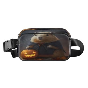 Imagem de CEBUGI Mini pochetes de caminhada para homens e mulheres, capivara de Halloween, moderna, resistente à água, com cinto ajustável para treino, viagem, corrida