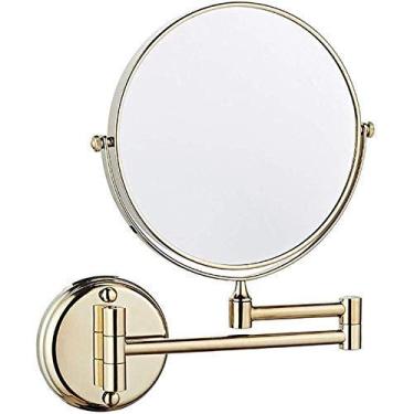 Imagem de LMJYU Espelho de maquiagem, espelho de parede, espelho giratório de 20,32 cm, extensível, dobrável, banheiro, barbear, espelho de maquiagem para cosméticos, espelhos dourados de bancada