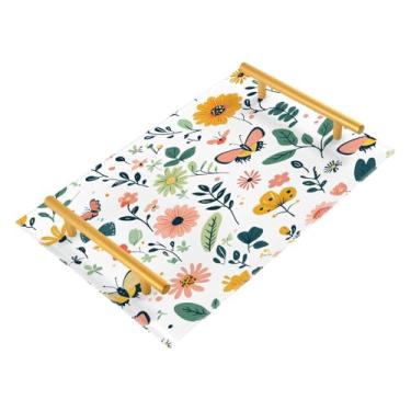 Imagem de Wassud Bandejas fofas para banheiro com alças organizador de perfume de acrílico para banheiro, quarto, cozinha, balcão de 30 x 20 cm