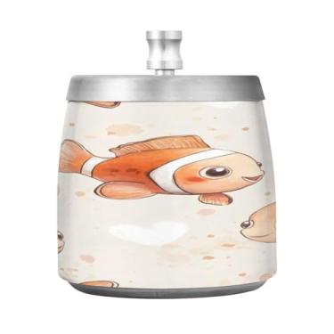 Imagem de Wassud Cinzeiro para cigarros, interior, exterior, bonito, peixe-palhaço, cinzeiro, com tampa, aço inoxidável, à prova de vento, inodoro, mesa, cinzeiro, casa, escritório, pátio, varanda, decoração