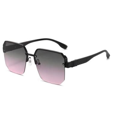 Imagem de HCPIHF Óculos de direção de metal, modernos e com armação grande para homens e mulheres (rosa)